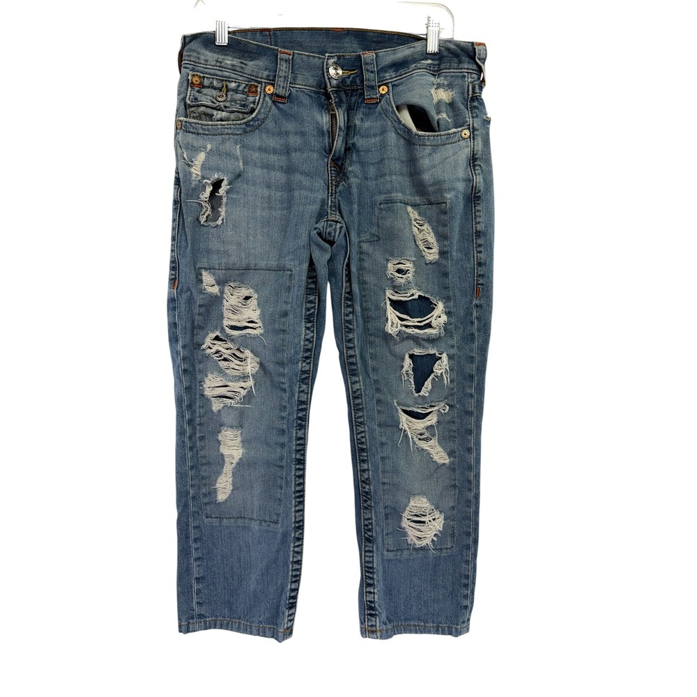 True Religion Slim Flap Old Distressed Jeans Mens Sz 31 31x27 (EE25)